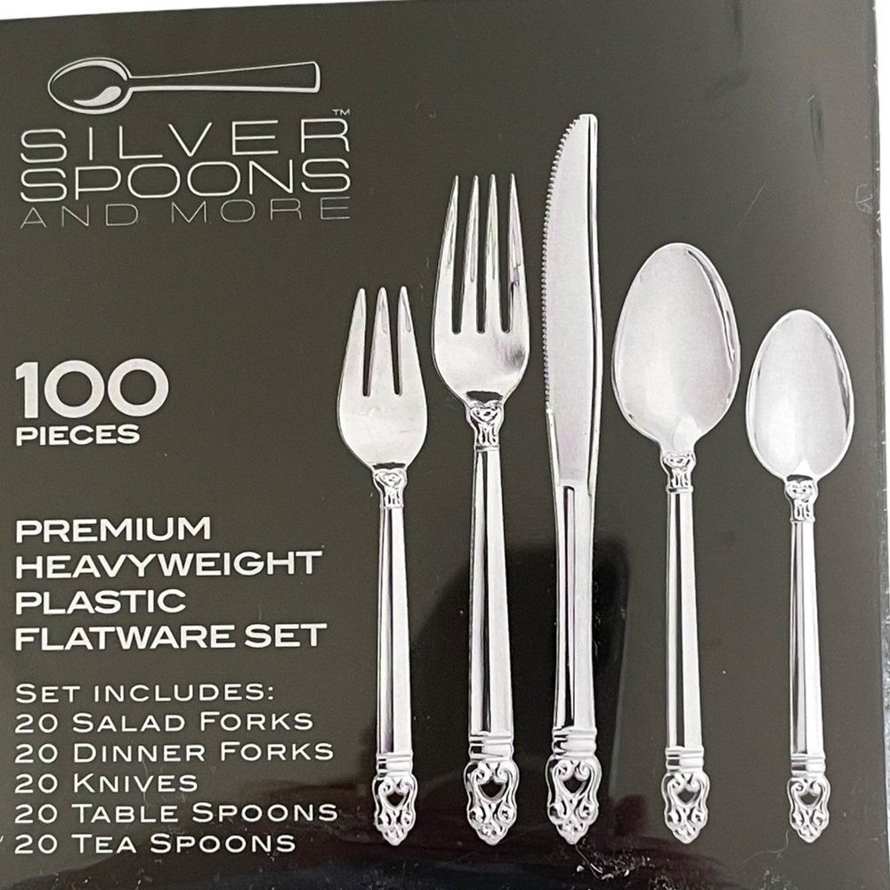Flatware for 20 Formal Danish Crown Plastic Disposable Flatware Service Set NWT